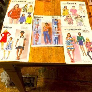3/$15. Five Butterick patterns 2010’s not cut, brand new
